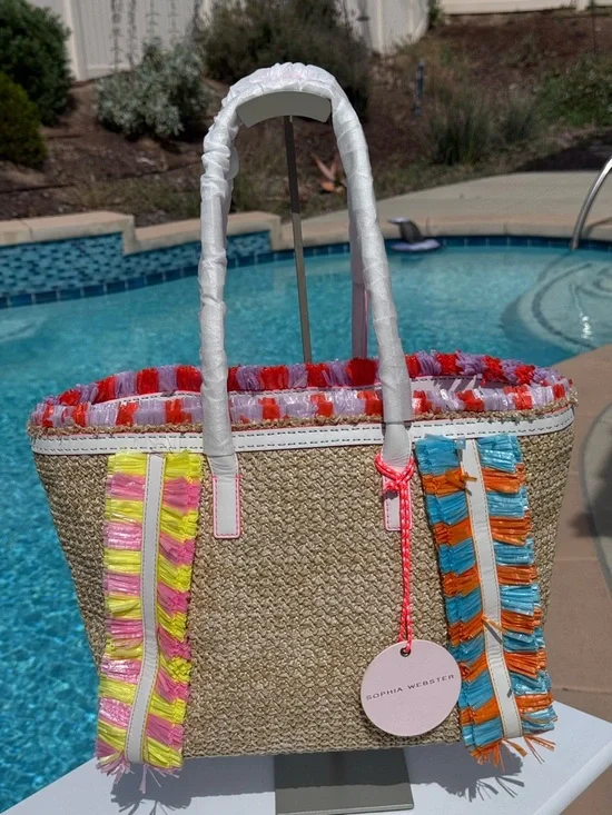 Sophia Webster Taya Raffia Multi-Colored Tote - Picture 12 of 16